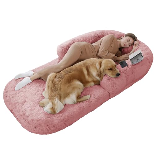 【洗えるなめらか生地の犬用2WAYソファーベッド】 愛犬と一緒に寝られるドッグベッド ペットベット 大型犬 多頭飼い 洗える 快適ソファー (ブロッサムピンク)