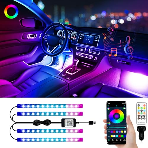 車用LEDテープライト フットライト ランプ 12V 48SMD RGB フルカラー 足元灯 車内装飾用 イルミネーシ..
