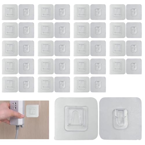 winova 電源タップホルダー 透明固定フック 6×6cm 粘着式＆移動可能 コンセントホルダー ネジ不要 防水..