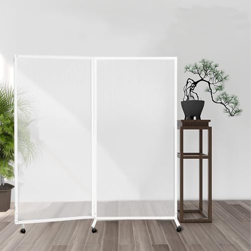 BIBOC 2連自立パーテーション 折りたたみ/パーティション・衝立折り畳み可能 脚付き (オフィス/学校/会議室) 間仕切り 衝立 スクリーン (2連半透明(幅1800×奥行500×高さ1800mm)