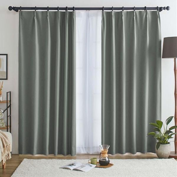 ベルーナ(BELLUNA) カーテン 遮光 4枚組 100％ 遮光1級 防音 断熱 保温 遮光 4枚セット おしゃれ タッセル付 アジャスターフック付 厚地 厚手 洗える 丈90 cm x 幅100 cm (カーテン2枚 レース2枚 285264-7