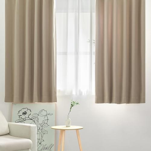 monozu 遮光カーテン 99.99％遮光 120cm丈 2枚組 形状記憶加工 1級遮光 厚手 小窓 タッセル付き 断熱 ..