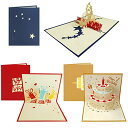 バースデーカード 3枚セット 3D立体 誕生日 メッセージ ポップアップ グリーティング バースデ カード お誕生日 祝い 感謝 封筒付き (タイプA)