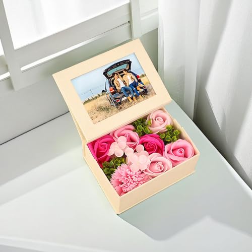 フラワーボックス 造花 バラ 枯れない花 誕生日プレゼント 石? 贈り物 ギフト 写真立て ドライフラワー インテリア 結婚記念日 おしゃれグッズ 発表会 敬老...