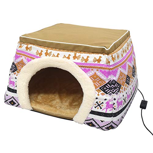 2024年 USBヒーターマット クッション付き ペットハウス ペット用品 防寒対策 キャットハウス 【 ピン..