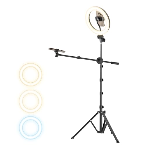LUXSURE リングライト 10.5インチ撮影用ライト ライト付き三脚スマホスタンド 高演色LED 3色モード＆10..