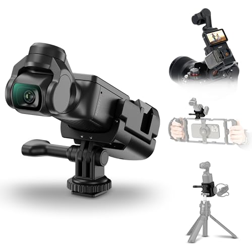 JJC DJI Osmo Pocket 3 拡張アダプター カメラケージ 1/4"ネジ穴&コールドシューの一体化設計 GoPro/アクションカメラ用マウント サイドコールドシューマウント付き 52g軽量 拡張的な内側シリコンパ