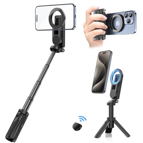 Ulanzi JJ03 スマホ三脚 多機能スマホグリップ masgafeに対応 ミニ三脚 折りたたみ式 リモコン付き スタンド＆手持ちモード 自撮り棒 360度回転 4段階伸縮 360度回転 スマホスタンド 軽量 コンパク