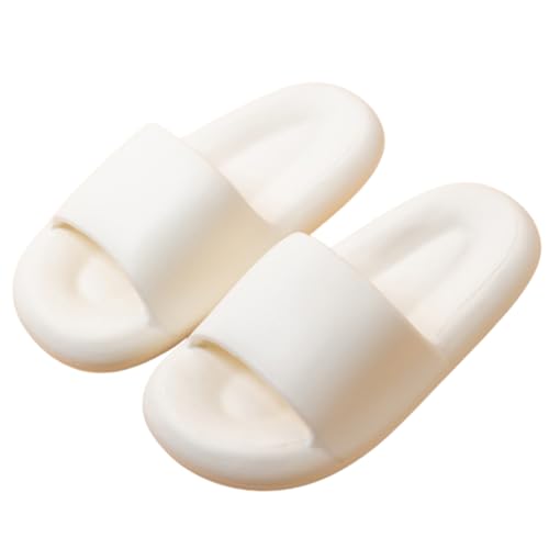 [ALVEIN] スリッパ サンダル マシュマロ ベランダサンダル ルームシューズ ユニ トイレ マカロン 厚底 室内 静音 EVA 滑りにくい もこもこ ふわふわ 柔軟性 通年 クッション性 来客用 (オフホワ