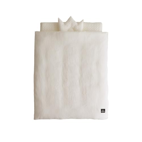 プッパプーポ 洗える ベビー布団セット 5点 [イブル モロッカン] 綿100% シンプル 出産準備 (02アイボリー, ミニ)