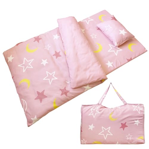 お昼寝布団セット 保育園 洗える バッグ付き 7点セット 星 コンパクト 赤ちゃん ベビー 園児 幼児 布団セット (スターピンク)
