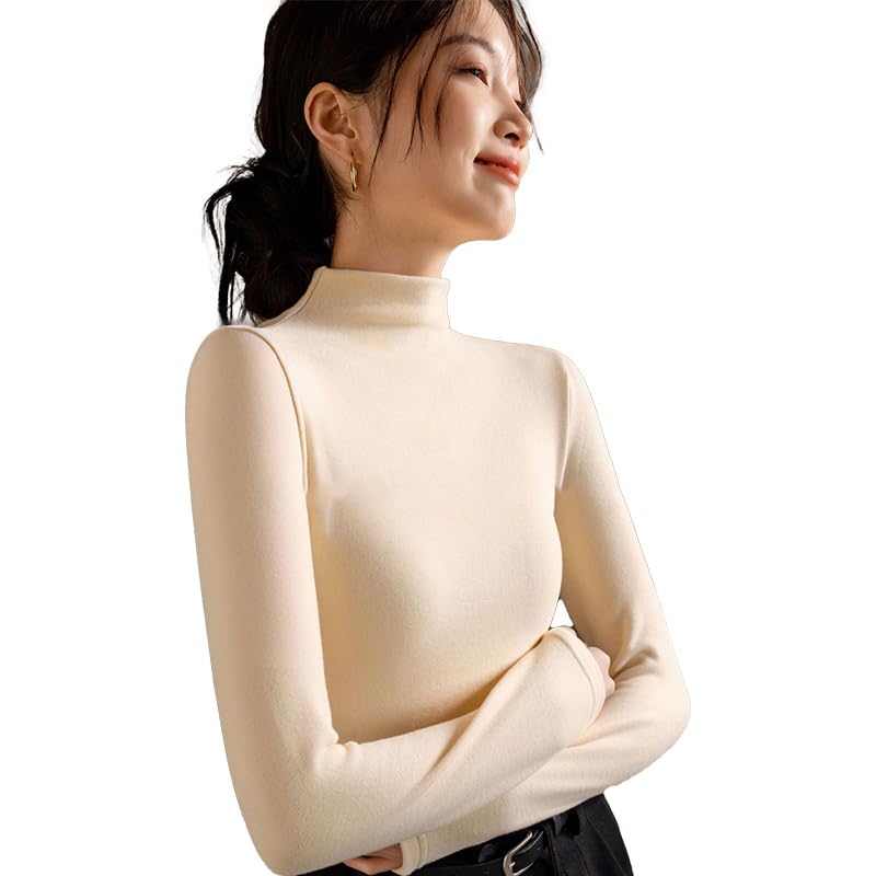 [FEISEDY] インナー シャツ レディース 【厚手】 裏起毛 ハイネック 長袖 肌着 弹力 暖かい インナー 柔らかい 防寒保温 秋冬 A8260
