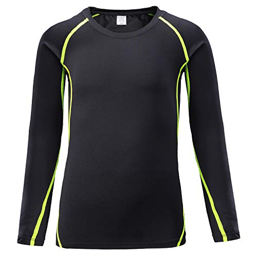 [Sillictor] スポーツインナー キッズ コンプレッションウェア スポーツ アンダーシャツ インナーウェア [通気速乾・UVカット] オールシーズン 3273blkgn-150