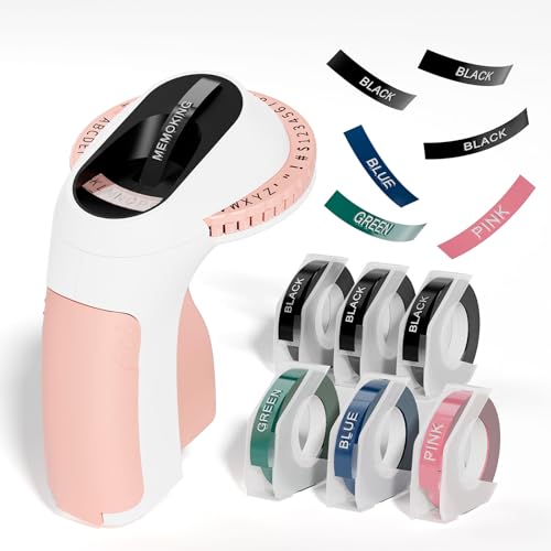 Phomemo E975 エンボスラベルライター テープライター 携帯型 キュティコン 9mm 幅テープ対応 テープ6巻付き 英数字入力で手軽に名前・食品・冷蔵...
