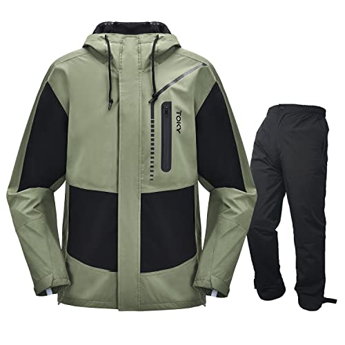 [アラシヤマ] ゴルフ レインウェア メンズ カッパ 作業用 レインスーツ 上下セット 【防水・防風・ 軽..