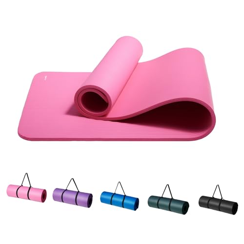 ベーシック ヨガマット 厚め 12mm キャリーストラップ付 トレーニングマット ストレッチマット ピラテ..