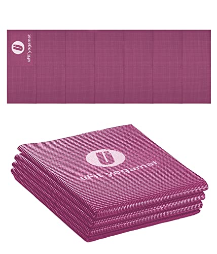 【日本国内メーカー】uFit Yogamat ヨガマット 折りたたみ 4mm 痛くない 滑らない 900g 軽量 61cm*173c..