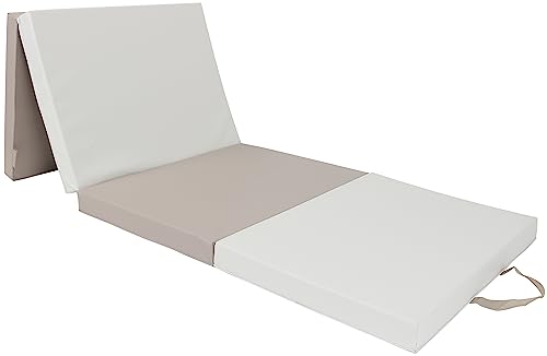 FitElite(フィットエリート) 体操 ストレッチマット 折りたたみ (180x60x5.4cm ジョイント無し, ブラウン・ベージュ)