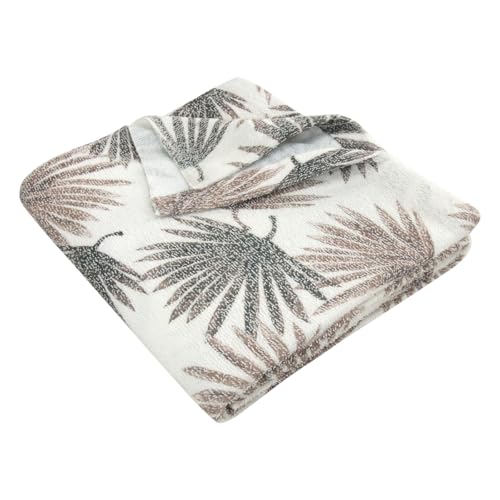 リヴェール タオルケット シングル シダ柄 夏用 ブランケット 綿混 140×190cm 洗える 速乾 ボタニカル ..