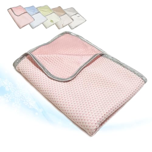 CROWNCAT ブランケット 冷感 タオルケット 【薄手でひんやり♪クールケット＆冷え過ぎないリバーシブル仕様＆春秋OK＆お昼寝にピッタリの約100×150cm＆かわいいカピバラ柄】シャインピンク