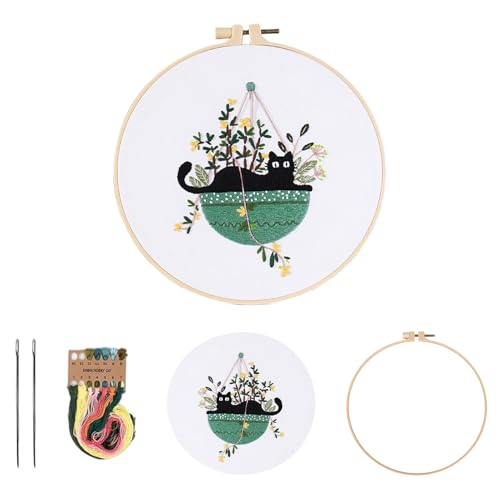 刺繍キット 刺しゅうキット 刺しゅう 刺繍針 刺繍用布DIY 初心者でも楽しめる 可愛い 猫 DIY刺?工具 か..