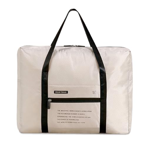 折りたたみ キャリーオンバッグ ボストンバッグ 大容量 超軽量 撥水 コンパクト (ベージュ)