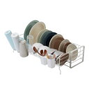 アール SAKuRAKu 伸縮式 1段 水切りラック 水受けトレー付 (大容量/スリム) いろんなサイズのお皿を立てられる (ホワイト) シンク横 水切りかご ...