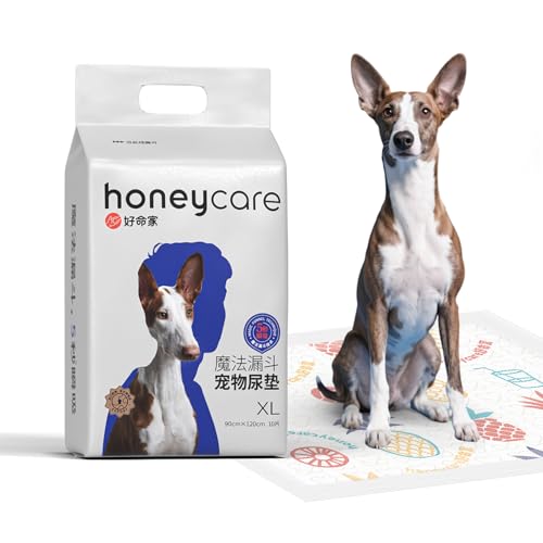 HONEYCARE ペットシーツ 薄型 90*120cm 大判 10枚 パイナップル柄付き 消臭 瞬間吸水 逆戻り防止 おしっこシート しっかり超吸収 テープ付き 多頭飼い 小型犬 大型犬