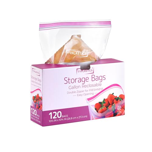 TYPLASTICS フリーザーバッグ ダブルジッパーバッグ 冷凍冷蔵食品保存袋 Lサイズ 120枚入り しっかり閉..