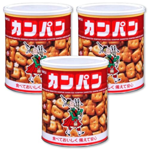 三立製菓 大容量 ホームサイズ カンパン 475g ×3缶セット 保存缶 氷砂糖入り PSJBOX 缶入り（5年保存 ..