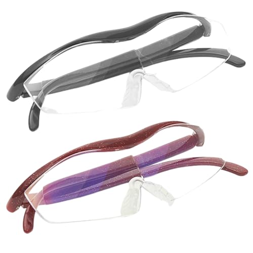 WaYori 拡大鏡 2個セット メガネ 虫眼鏡 メガネ型ルーペ ブルーライトカット 軽量 読書用 スマホ 1.8倍..