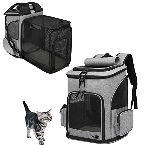 THAIN ペット キャリー 拡張 通気性 犬 キャリーバッグ 小型犬 猫 リュック拡張可能 折りたたみ 猫用キャリー 犬 キャリー リュック 旅行/通院/交通機関/避難用 大容量 ペット キャリーバッグ