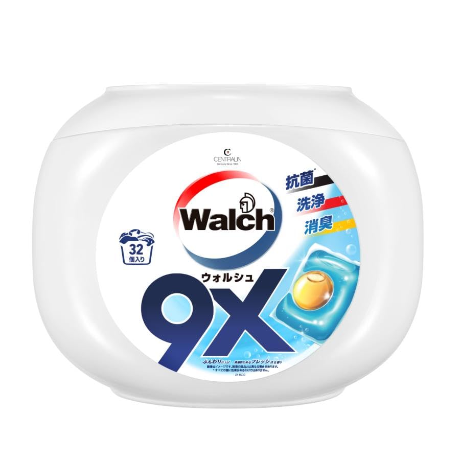 ウォルシュ 洗濯洗剤 本体 32粒 ジェル ボール型洗濯洗剤 walch 時短 抗菌 消臭 柔軟剤入り (ケース)