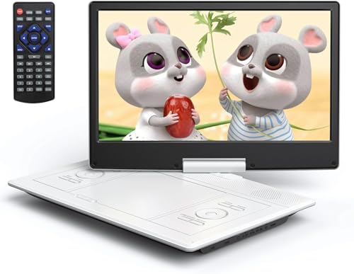 YOTON ポータブルDVDプレーヤー 16.9型、14.1インチHD液晶、車載用・子供用に最適。大容量バッテリー内蔵で最大6時間の連続再生が可能。270°回転...