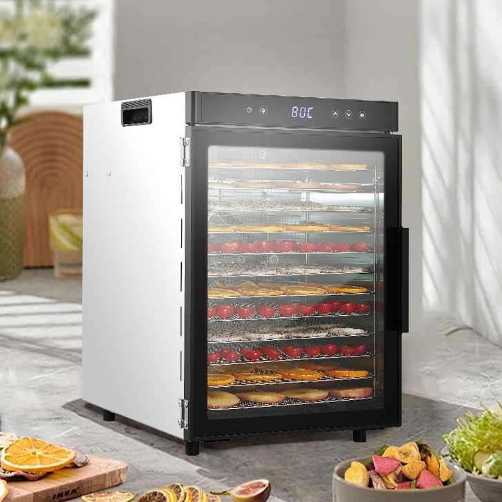 Kurflo フードドライヤー 食品乾燥機 12層ステンレス製 大容量 省エネ 使用簡単 野菜/果物/ジャーキー ..