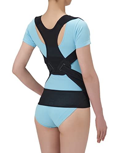 丸まった背中を起こす姿勢のサポーター ブラック LL-3L