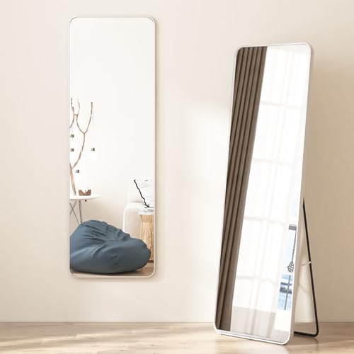 姿見鏡 割れないミラー 飛散防止加工 立てかけミラー 壁掛けミラー 鏡フィルム 全身カガミ 軽量 コンパクト 北欧スタイル アルミ合金フレーム 持ち運び便利 スタイリッシュデザイン 高さ14のサムネイル