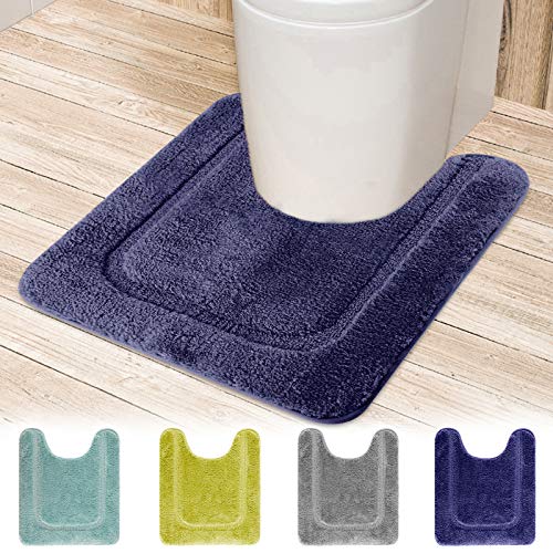 ALICES トイレマット 敷物 トイレまっと ふわふわ/洗える 高密度 北欧 トイレ足元マット 吸水速乾 といれまっと 無地 選べる5色 60×50cm (ネイビー)