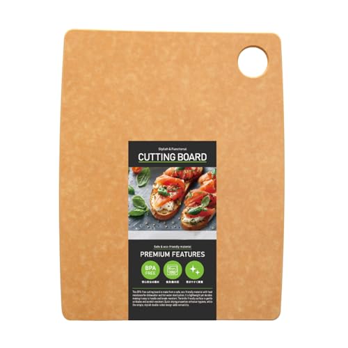 SAYA MAISON まな板 スクエア型 カッティングボード 軽量 抗菌 食洗機対応 木製風 松木繊維 BPAフリー 料理用 スクエア＆D型 カットボード 調理・盛り付け兼用 2種デザイン キッチン用品 (ブラウ