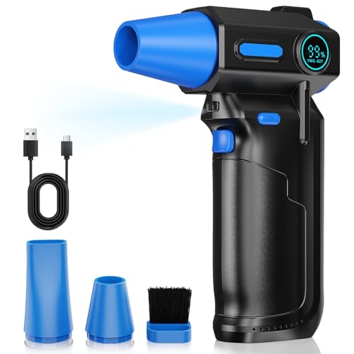 電動エアダスター 強力 130000RPM高速回転 3段階風量調整 超強力 45m/sな風速 6000mAh 大容量バッテリー エアダスター 電動 LEDライト付き ディスプレイ搭載 Type-C充電式 ブラシレスモーター 小型軽