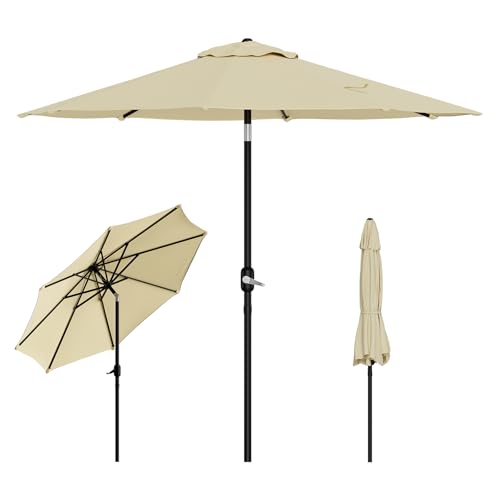 Litake パラソル ガーデンパラソル 215cm 日よけ 撥水 UV加工 角度調節 庭傘 釣り傘 ビーチパラソル 日傘 アウトドア キャンプ 鉄製 ベージュ