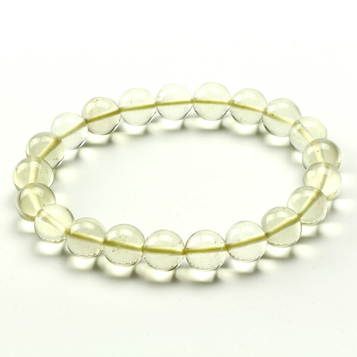 天然石 ブレスレット リビアングラス 10φ 21玉 No.6 《鑑別書付》