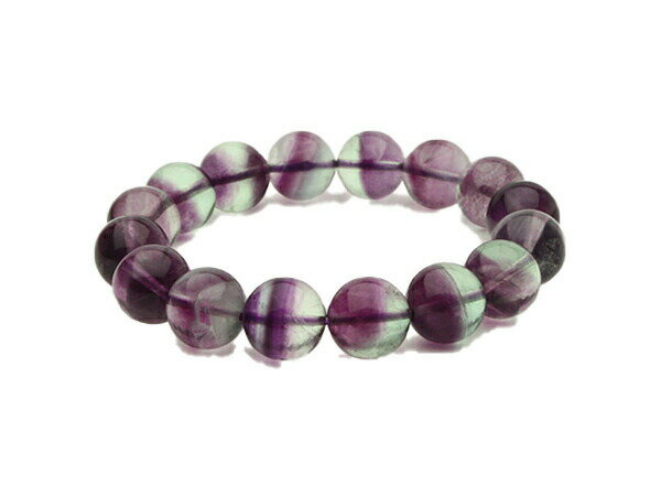 ブレスレット バイカラーフローライト（パープル） 12φ 16玉 No.18