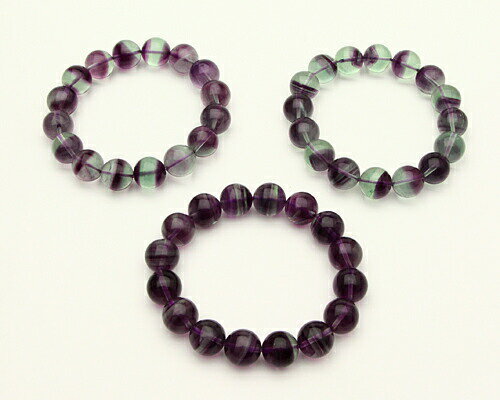 ブレスレット バイカラーフローライト（パープル） 12φ 16玉 No.18
