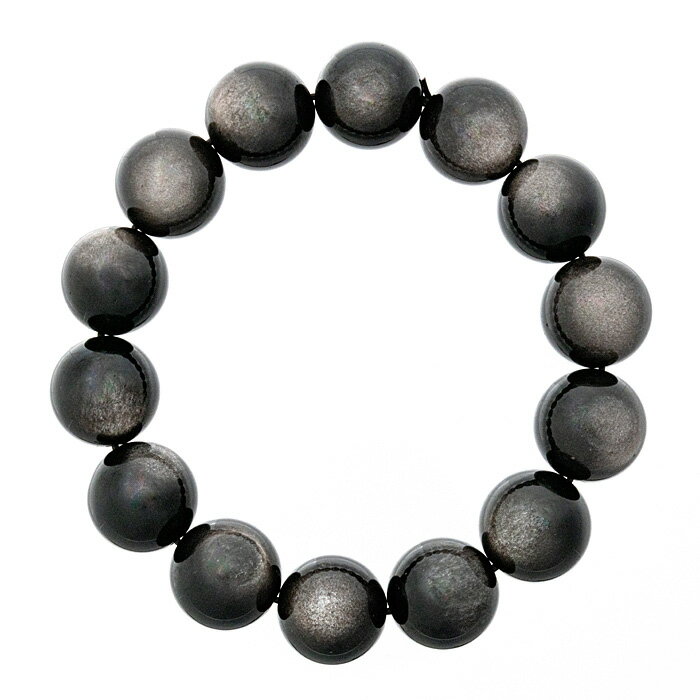 オブシディアン ブレスレット シルバーオブシディアン （メキシコ産） 16mm 14玉 No.4