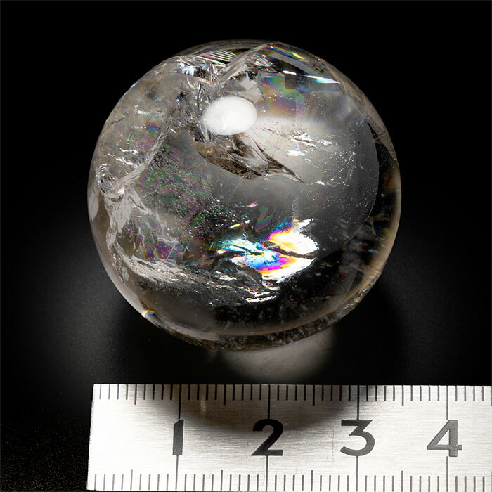 シトリン 丸玉 スモーキーシトリン レインボー 35mm No.10