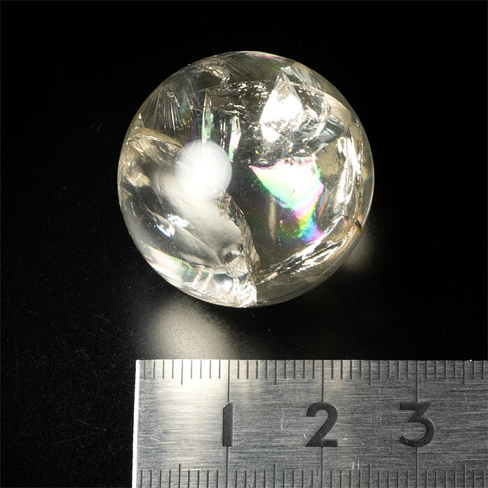 シトリン 丸玉 スモーキーシトリン レインボー 27mm No.14