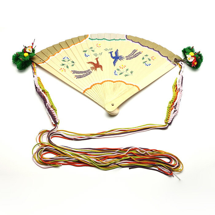 【 伊勢 宮忠 】【 彩色桧扇 人絹紐 】浦安舞用 33cm 神具 結婚式 檜扇 舞扇 扇 扇子 舞扇