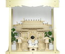 神棚 板葺三社宮 屋根違 中〈I-5〉+神具セット(ハーフ・小)+神棚板+雲板(中)のセット