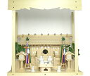 【 伊勢 宮忠 】【 神棚 板葺三社宮 通し屋根 中 低〈I-7'〉+神具セット（フル・小）+神棚板+雲板（中）のセット 】神棚 神具 家庭用 桧 檜 ヒノキ ひのき 桧木 檜木 セット 雲板